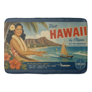 Vintage Style Hawaiian Travel Advertisement Bath Mat