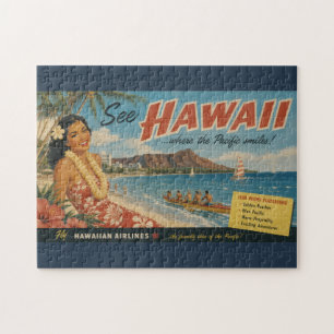 Vintage Style Hawaiian Travel Advertisement Jigsaw Puzzle