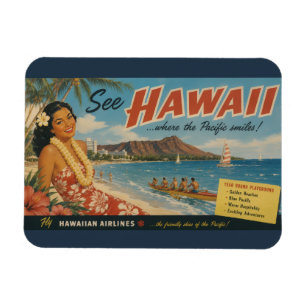 Vintage Style Hawaiian Travel Advertisement Magnet