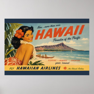 Vintage Style Hawaiian Travel Advertisement Poster