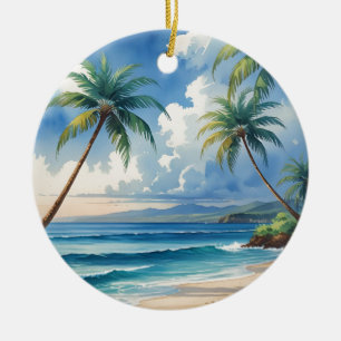 Vintage Style Hawaiian Travel Aloha From Hawaii Ceramic Ornament