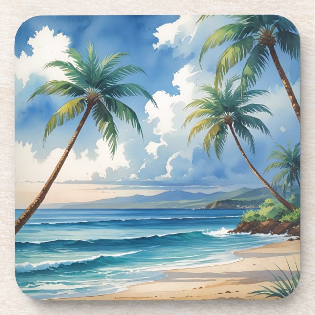 Vintage Style Hawaiian Travel Aloha From Hawaii Coaster (Front)