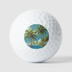 Vintage Style Hawaiian Travel Aloha From Hawaii Golf Balls
