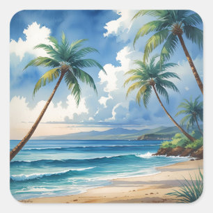 Vintage Style Hawaiian Travel Aloha From Hawaii Square Sticker