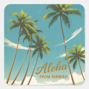 Vintage Style Hawaiian Travel Aloha From Hawaii Square Sticker