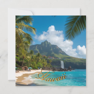 Vintage Style Hawaiian Travel Blue Sea Card
