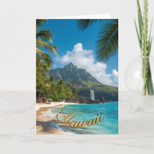 Vintage Style Hawaiian Travel Coast Blue Sea  Card