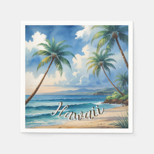 Vintage Style Hawaiian Travel Coast Blue Sea Napkin
