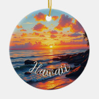 Vintage Style Hawaiian Travel Coast Sea Sunset