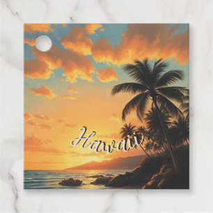 Vintage Style Hawaiian Travel Coast Sea Sunset Favour Tags