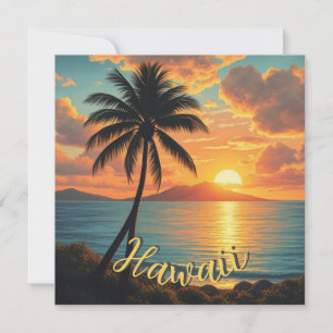 Vintage Style Hawaiian Travel Coast Sea Sunset Holiday Card