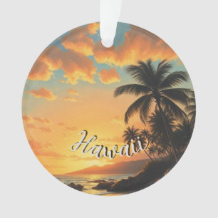 Vintage Style Hawaiian Travel Coast Sea Sunset Ornament