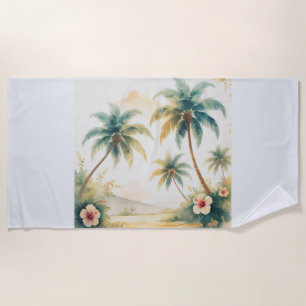 Vintage Style Hawaiian Travel Honolulu Beach Towel