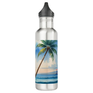Vintage Style Hawaiian Travel Honolulu Blue Sea 710 Ml Water Bottle