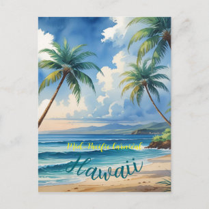 Vintage Style Hawaiian Travel Honolulu Blue Sea Holiday Postcard