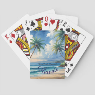 Vintage Style Hawaiian Travel Honolulu Blue Sea Playing Cards