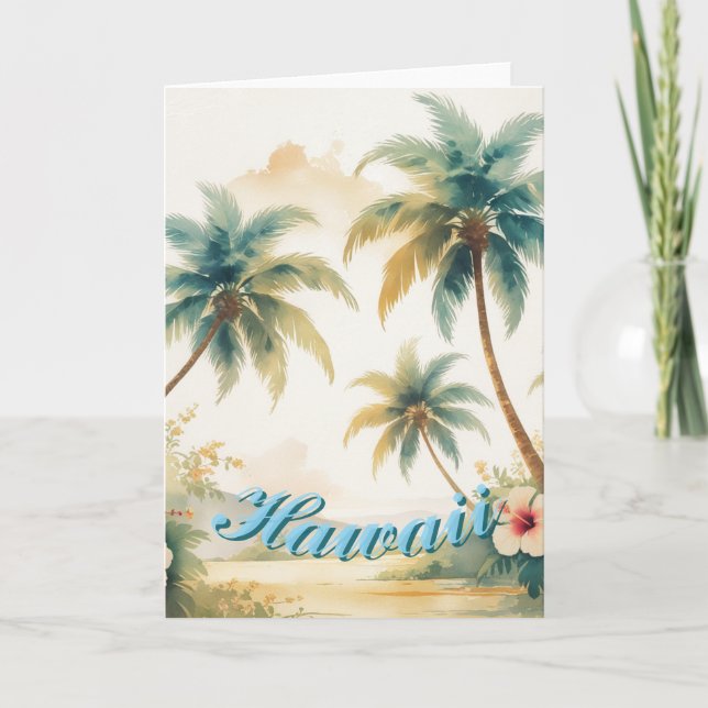 Vintage Style Hawaiian Travel Honolulu Card (Front)