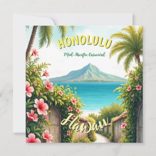 Vintage Style Hawaiian Travel Honolulu Card