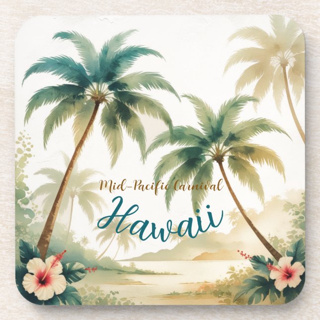 Vintage Style Hawaiian Travel Honolulu Coaster (Front)