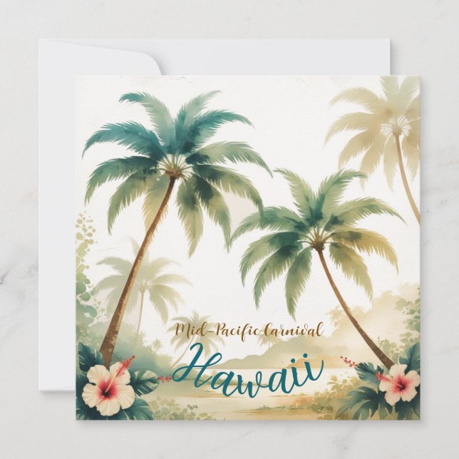 Vintage Style Hawaiian Travel Honolulu Holiday Card (Front)