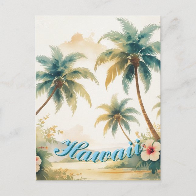 Vintage Style Hawaiian Travel Honolulu Holiday Postcard (Front)