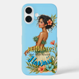 Vintage Style Hawaiian Travel Honolulu Hula Girl iPhone 16 Case