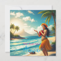 Vintage Style Hawaiian Travel Honolulu Hula Girl