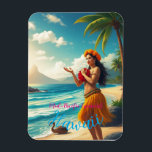 Vintage Style Hawaiian Travel Honolulu Hula Girl Magnet<br><div class="desc">Carnival - Aloha Honolulu Caribbean Travel Artworks - Vintage Style Hawaiian Advertisement</div>