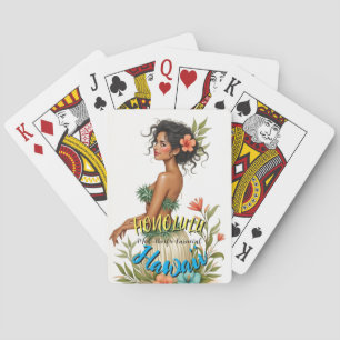 Vintage Style Hawaiian Travel Honolulu Hula Girl Playing Cards