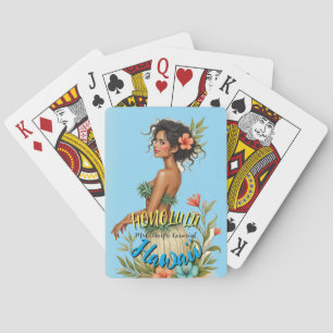 Vintage Style Hawaiian Travel Honolulu Hula Girl Playing Cards