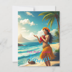 Vintage Style Hawaiian Travel Honolulu Hula Girl Postcard