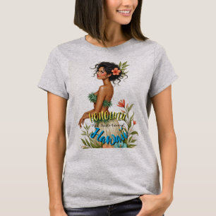 Vintage Style Hawaiian Travel Honolulu Hula Girl T-Shirt