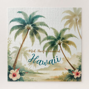 Vintage Style Hawaiian Travel Honolulu Jigsaw Puzzle