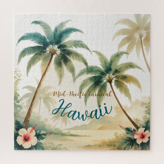 Vintage Style Hawaiian Travel Honolulu Jigsaw Puzzle (Vertical)