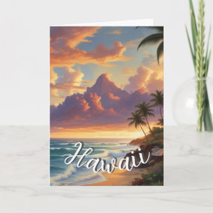 Vintage Style Hawaiian Travel Honolulu Mid-Pacific Card