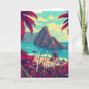 Vintage Style Hawaiian Travel Honolulu Mid-Pacific Card