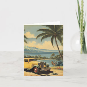 Vintage Style Hawaiian Travel Honolulu Mid-Pacific Card