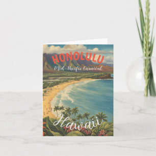 Vintage Style Hawaiian Travel Honolulu Mid-Pacific Card
