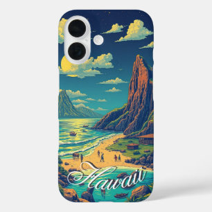 Vintage Style Hawaiian Travel Honolulu Mid-Pacific iPhone 16 Case