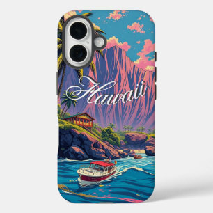 Vintage Style Hawaiian Travel Honolulu Mid-Pacific iPhone 16 Case