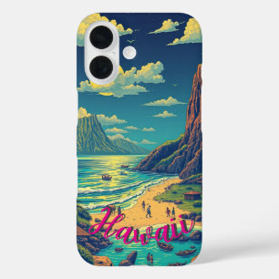 Vintage Style Hawaiian Travel Honolulu Mid-Pacific iPhone 16 Case