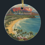 Vintage Style Hawaiian Travel Honolulu Mid-Pacific Ceramic Ornament<br><div class="desc">Carnival - Aloha Honolulu Caribbean Travel Artworks - Vintage Style Hawaiian Advertisement</div>
