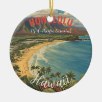 Vintage Style Hawaiian Travel Honolulu Mid-Pacific