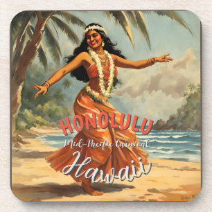 Vintage Style Hawaiian Travel Honolulu Mid-Pacific Coaster