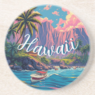 Vintage Style Hawaiian Travel Honolulu Mid-Pacific Coaster