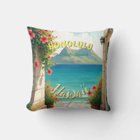 Vintage Style Hawaiian Travel Honolulu Mid-Pacific