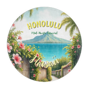 Vintage Style Hawaiian Travel Honolulu Mid-Pacific Cutting Board