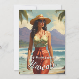 Vintage Style Hawaiian Travel Honolulu Mid-Pacific Holiday Card