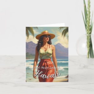 Vintage Style Hawaiian Travel Honolulu Mid-Pacific Holiday Card