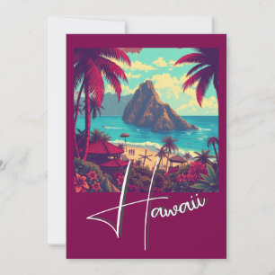 Vintage Style Hawaiian Travel Honolulu Mid-Pacific Holiday Card
